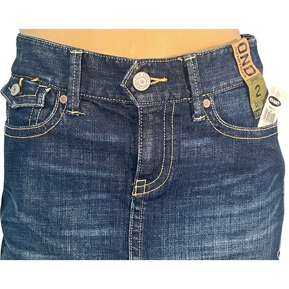 Old Navy Sz 2 Jeans Mini Skirt Low Waist 5 Pocket Stretch Denim Dark Wash New - Picture 5 of 9